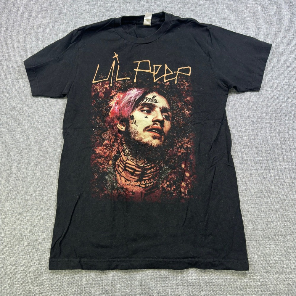 Lil Peep Graphic T-Shirt Mens Small Black Ring Spun Cotton Short Sleeve Tee